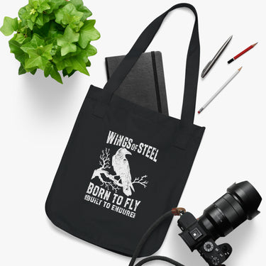 Wings of Steel Organic Canvas Tote Bag design 1