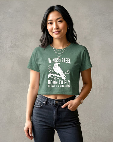 Wings of Steel Women's Light Weight Cropped T-shirt design 1