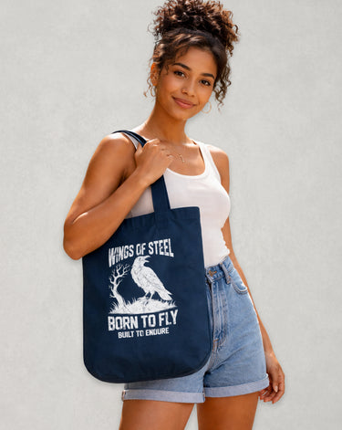 Wings of Steel Organic Canvas Tote Bag design 2